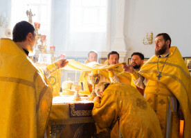 В Неделю 14-ю по Пятидесятнице митрополит Владимир совершил Литургию в Успенском кафедральном соборе